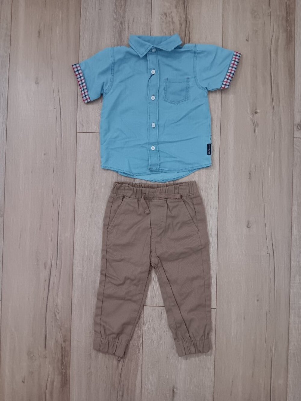 🔥4 for $20🔥Ben Sherman Button Shirt Pants Plaid Blue Khaki 18M